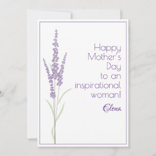 Tarjeta Festiva Acuarela día de la madre lavanda