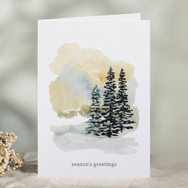 Tarjeta Festiva Acuarela encantada del bosque de invierno (Subido por el creador)