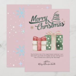 Tarjeta Festiva Acuarela "Feliz Navidad" Regalos Saludos