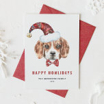 Tarjeta Festiva Acuarela festiva Beagle Santa Happy Howlidays<br><div class="desc">¡Felices Howlidays! Envíe sus deseos de vacaciones a la familia y amigos con esta tarjeta de vacaciones de personalizable. Cuenta con una maraña acuática con un sombrero de Santa. Personalice esta tarjeta de vacaciones beagle añadiendo sus detalles. Esta tarjeta de Navidad de perro está disponible en otro material.</div>