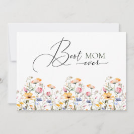 Tarjeta Festiva Acuarela Flor silvestre pradera mejor mamá de todo