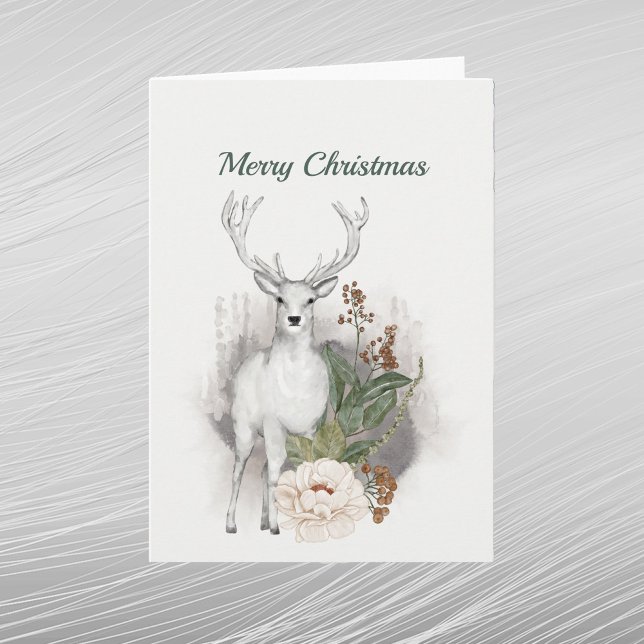 Tarjeta Festiva Acuarela floral de ciervo blanco navidades (Subido por el creador)