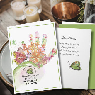Tarjeta Festiva Acuarela Floral Sanación Mano Simpatía, Que te Mej