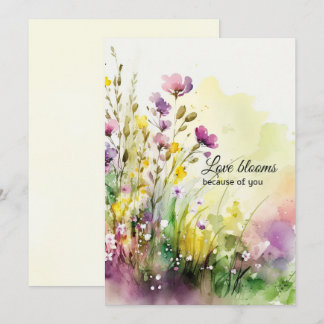 Tarjeta Festiva Acuarela Flores Silvestres Día de la Madre Morado 
