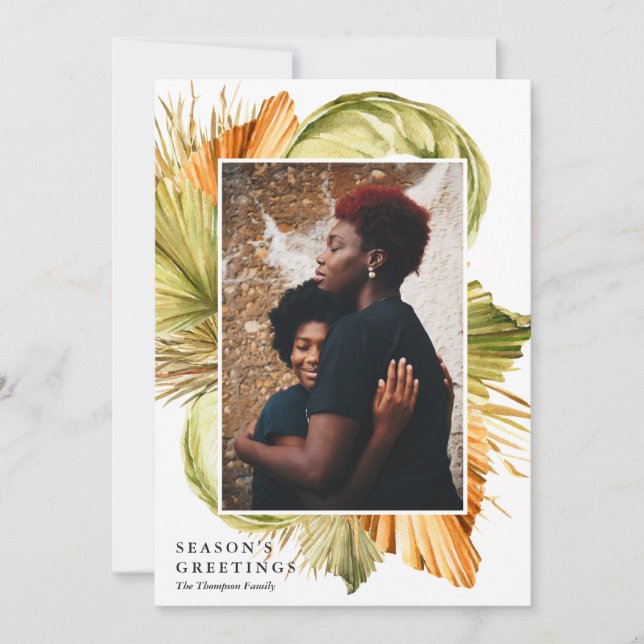 Tarjeta Festiva Acuarela: Fotografía de la temporada de saludos en (Anverso)