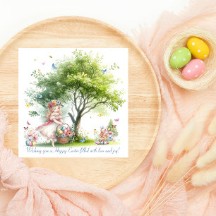Tarjeta Festiva Acuarela Hada de Pascua de Primavera Linda