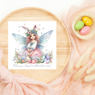 Tarjeta Festiva Acuarela Hada de Pascua de Primavera Linda