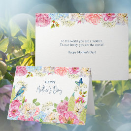 Tarjeta Festiva Acuarela Hortensias Peonias Día de la Madre