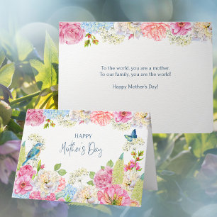 Tarjeta Festiva Acuarela Hortensias Peonías Día de la Madre