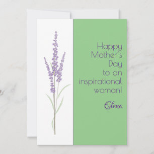 Tarjeta Festiva Acuarela lavanda día de la madre verde claro