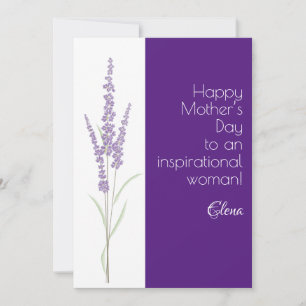 Tarjeta Festiva Acuarela lavanda púrpura día de la madre