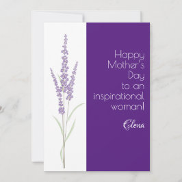 Tarjeta Festiva Acuarela lavanda púrpura día de la madre