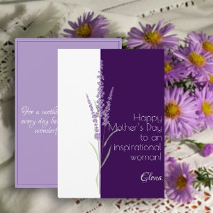 Tarjeta Festiva Acuarela lavanda púrpura minimalista día de la mad