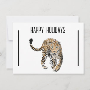 Tarjeta Festiva acuarela leopardo gato de la selva animal pintado