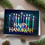 Tarjeta Festiva Acuarela Menorah Happy Hanukkah<br><div class="desc">Artículos con temática navideña diseñados por Umua. Impreso y enviado por Zazzle o sus afiliados.</div>