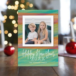 Tarjeta Festiva Acuarela moderna Feliz Año Nuevo foto
