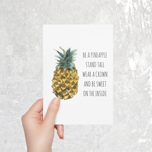 Tarjeta Festiva Acuarela moderna piña y cita graciosa positiva (Subido por el creador)