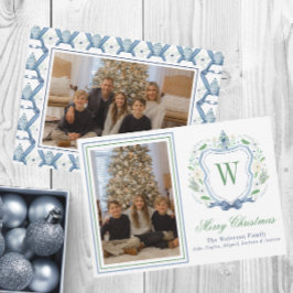 Tarjeta Festiva Acuarela Monograma Chinoiserie Jar Escudo Foto