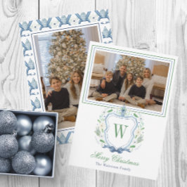 Tarjeta Festiva Acuarela Monograma Chinoiserie Jar Escudo Foto