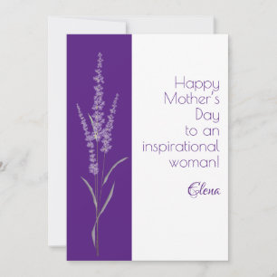 Tarjeta Festiva Acuarela morado lavanda día deseo madre