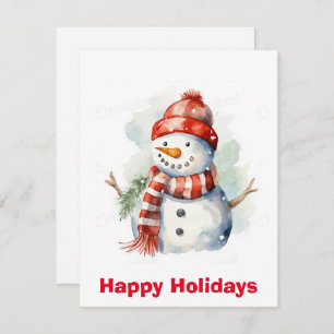 Tarjeta Festiva Acuarela navidades de Snowman imágenes prediseñada