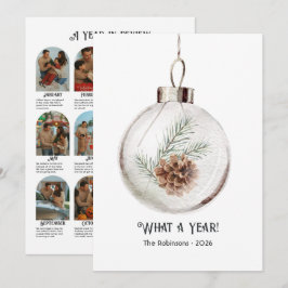 Tarjeta Festiva Acuarela Neutra Cono de Pino Revisión del Año Fies