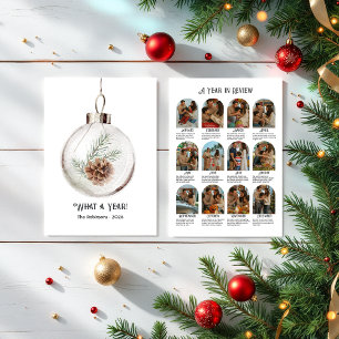 Tarjeta Festiva Acuarela Neutra de Piña Año en Revisión de Vacacio