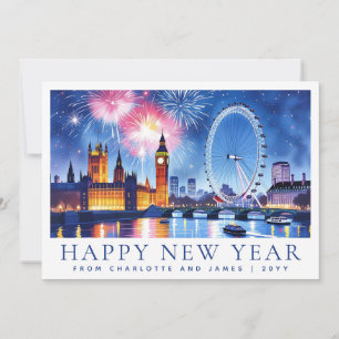 Tarjeta Festiva Acuarela personalizada Feliz Año Nuevo Londres Fue