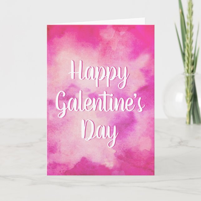 Tarjeta Festiva Acuarela rosa Feliz Día de Galentine (Anverso)