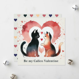 Tarjeta Festiva Acuarela "Sé mi calico en San Valentín"