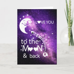 Tarjeta Festiva Acuarela - Te amo a la luna y a la espalda