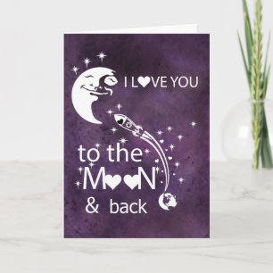 Tarjeta Festiva Acuarela - Te amo a la luna y a la espalda
