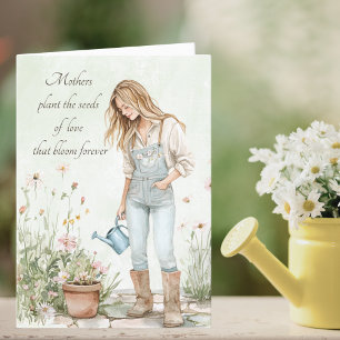 Tarjeta Festiva Acuarela Verde Joven Mamá Día de la Madre Personal