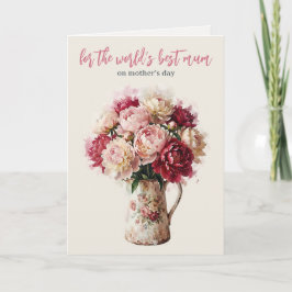 Tarjeta Festiva Acuarelas en Flor | Peonía Día de la Madre Moderno