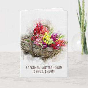 Tarjeta Festiva Acuarelas en Flor   Snapdragon Ingenioso Día de la