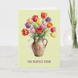 Tarjeta Festiva Acuarelas en Flor | Tulipanes Ingenioso Día de la 