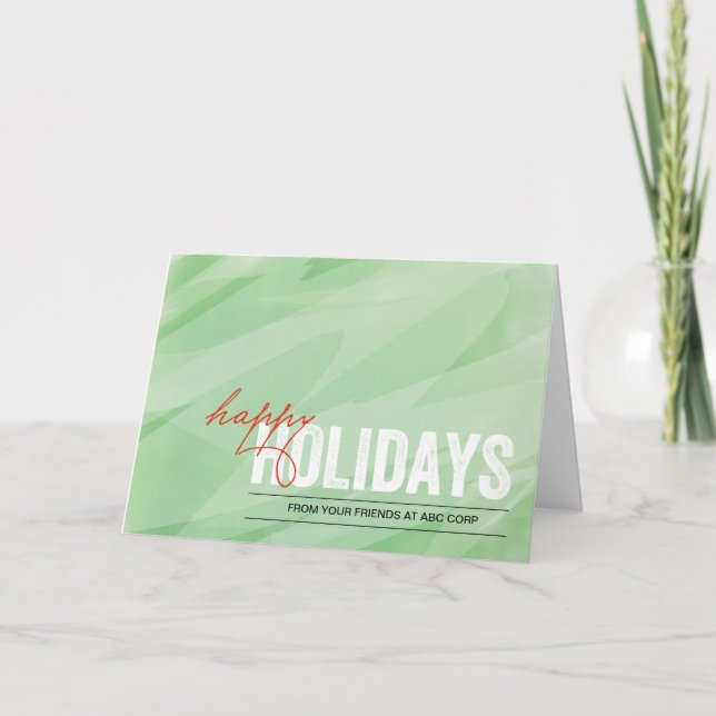 Tarjeta Festiva Acuarelas verdes dobladas (Anverso)