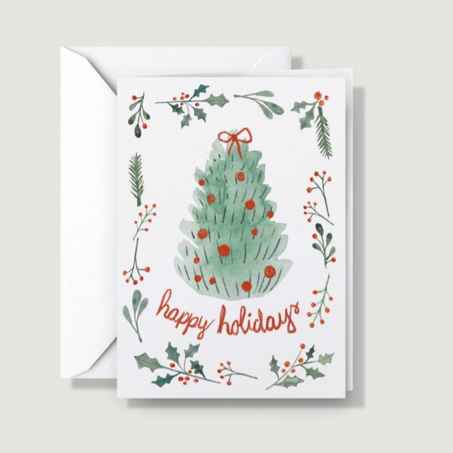 Tarjeta Festiva Add Logo Whimsical Hand Painted Christmas Business (Subido por el creador)