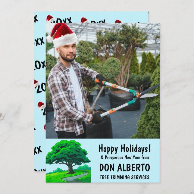 Tarjeta Festiva Add Santa's Hat to Photo Oak Tree Logo Business (Anverso / Reverso)