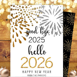 Tarjeta Festiva Adiós 2023 Hola 2024 Año Nuevo fuegos artificiales