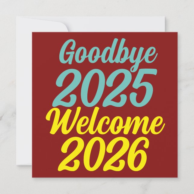 Tarjeta Festiva Adiós 2025 Bienvenida 2026 (Anverso)