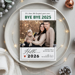 Tarjeta Festiva Adiós a la foto única de Año Nuevo 2024