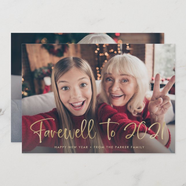 Tarjeta Festiva Adiós al 2021 | Feliz Año Nuevo 2022 Dos Fotos (Anverso / Reverso)