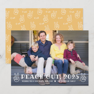 Tarjeta Festiva Adiós Paz 2025 Amarillo Feliz Año Nuevo Foto Diver