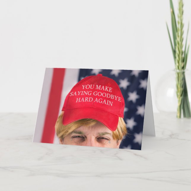Tarjeta Festiva Adiós señorita Trump Humor Gorra (Anverso)