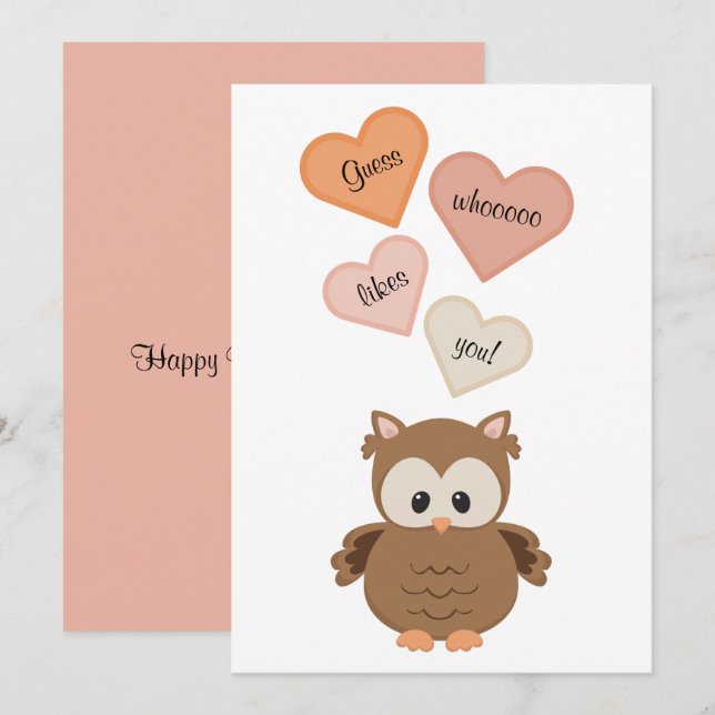 Tarjeta Festiva Adivina a quién le gustas. Día de San Valentín (Anverso / Reverso)