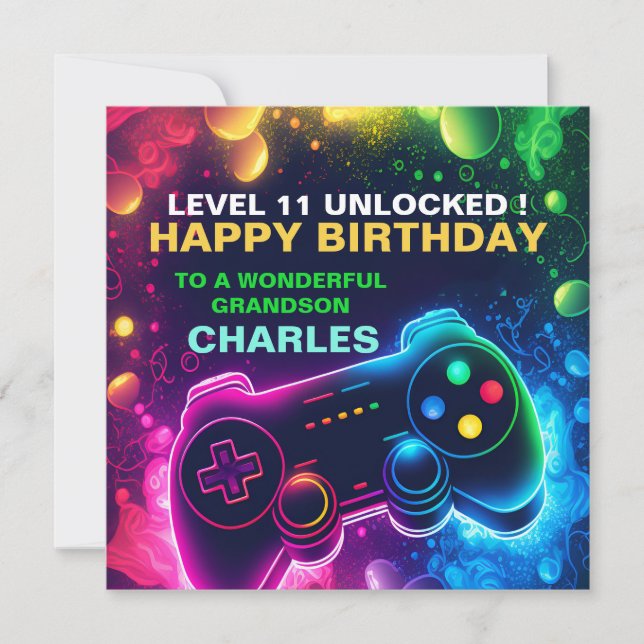 Tarjeta Festiva Adolescente EDITABLE Hijo del juego de cumpleaños (Anverso)