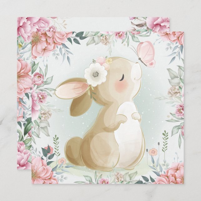 Tarjeta Festiva Adorable Bunny Holiday Card (Anverso / Reverso)