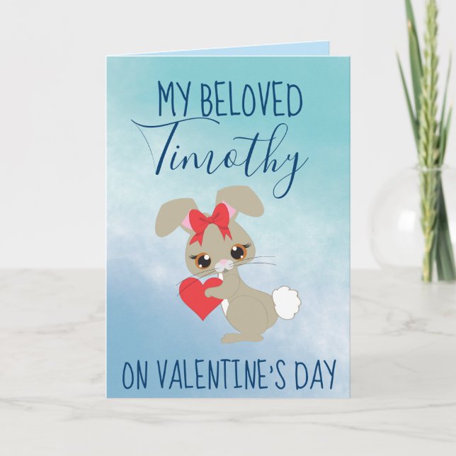 Tarjeta Festiva Adorable Bunny Valentine para novio (Anverso)