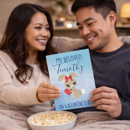 Tarjeta Festiva Adorable Bunny Valentine para novio